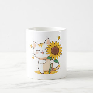 Mug Chat mignon avec un design Kawaii tournesol