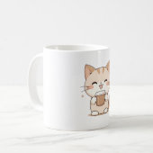 Mug Chat Mignon Buvant du Café Design Kawaii (Devant gauche)