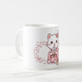 Mug Chat Mignon Buvant du Thé à Bulles Sakura (Devant gauche)