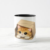 Mug Chat Mignon dans un Sac en Papier (Centre)