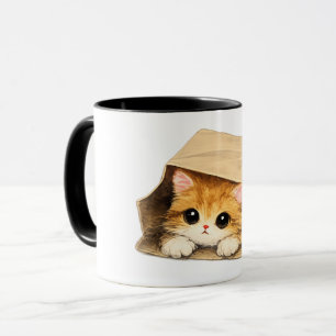 Mug Chat Mignon dans un Sac en Papier