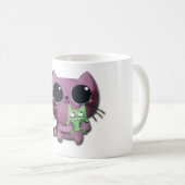 Mug Chat mignon de Kitty avec le petit monstre vert (Devant droit)