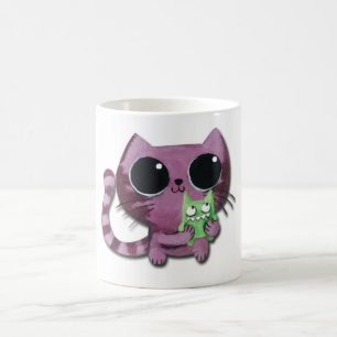 Mug Chat mignon de Kitty avec le petit monstre vert