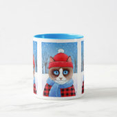 Mug Chat mignon de raquette, nature neigeuse d'hiver (Centre)