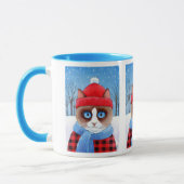 Mug Chat mignon de raquette, nature neigeuse d'hiver (Gauche)