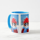 Mug Chat mignon de raquette, nature neigeuse d'hiver (Devant gauche)
