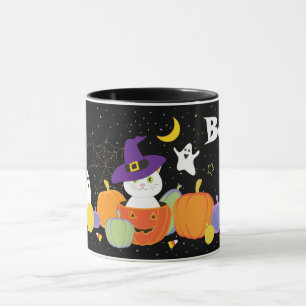 Mug Chat mignon d'Halloween en Casquette sorcier