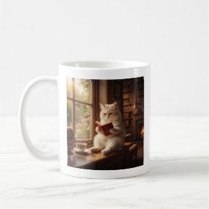 Mug Chat mignon en lecture