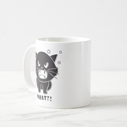 Mug Chat mignon fâché baiser quoi. (Devant gauche)