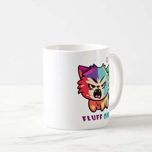Mug Chat mignon fâché en train de baiser Fluff Off. (Devant droit)