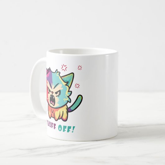 Mug Chat mignon fâché en train de baiser Fluff Off. (Devant gauche)