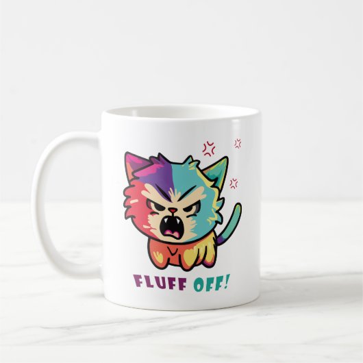 Mug Chat mignon fâché en train de baiser Fluff Off. (Gauche)