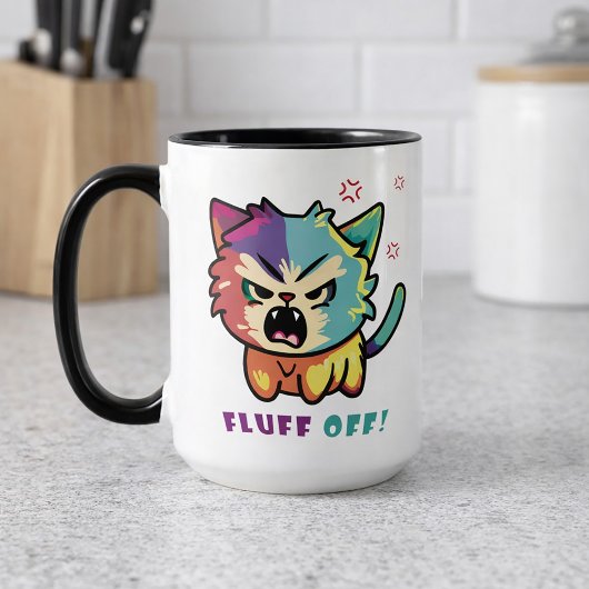 Mug Chat mignon fâché en train de baiser Fluff Off.