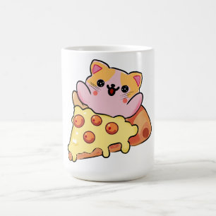 Mug Chat Mignon Kawaii Enlaçant une Pizza au Pepperoni