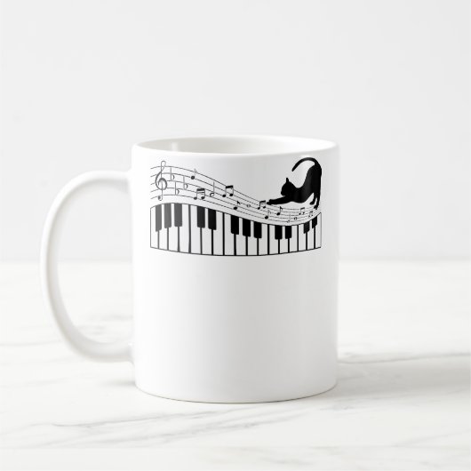 Mug Chat Mignon Kitty Jouant Clavier Musique Clé Piani (Gauche)