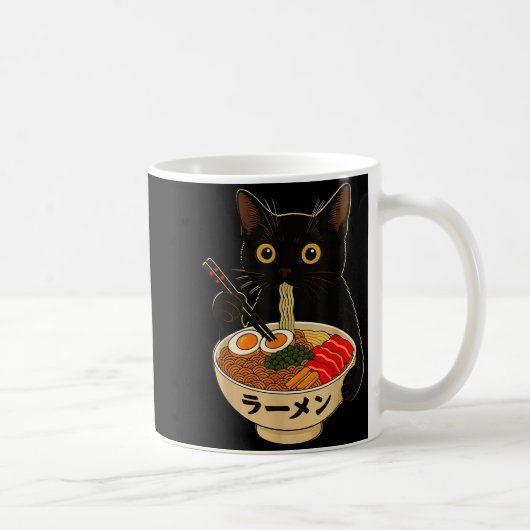 Mug Chat Mignon Mangeant Des Nouilles Ramen Drôle Cade (Droite)