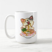 Mug Chat mignon mangeant du Ramen dessin animé drôle c (Gauche)