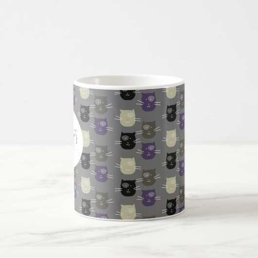 Mug Chat mignon noir violet gris (Centre)