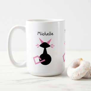 Mug Chat mignon Nom personnalisé Chat rose Kitty noir