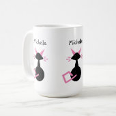 Mug Chat mignon Nom personnalisé Chat rose Kitty noir (Devant gauche)