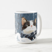 Mug Chat mignon pelucheux neige d'hiver (Devant droit)