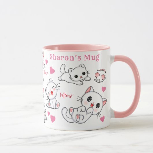 Mug Chat mignon personnalisé et boug pour enfants de s (Droite)