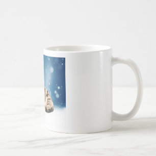 Mug Chat mignon portant chapeau de Noël rouge neige