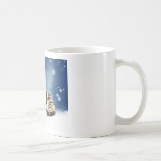 Mug Chat mignon portant chapeau de Noël rouge neige (Droite)