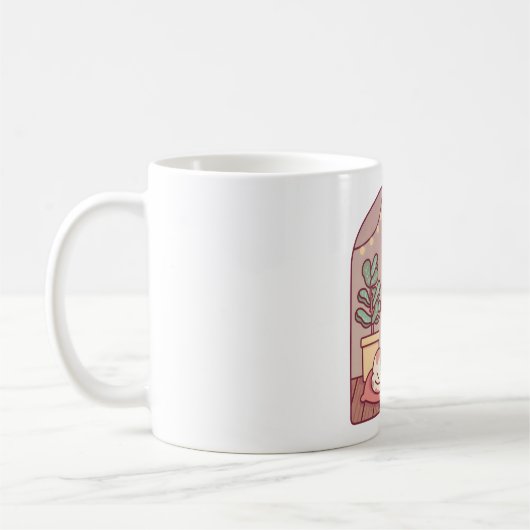 Mug Chat mignon se réchauffant et se blottissant devan (Gauche)