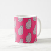 Mug Chat moderne du milieu du siècle, Fuchsia et rose  (Devant droit)