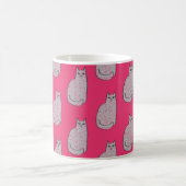 Mug Chat moderne du milieu du siècle, Fuchsia et rose  (Centre)