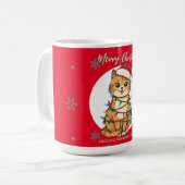 Mug Chat moderne joyeux Noël flocon de neige rouge cha (Devant gauche)