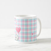 Mug Chat moderne Monogramme rose bleu doré (Devant droit)