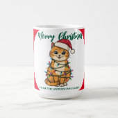 Mug chat moderne rouge joyeux flocon de neige de Noël (Centre)