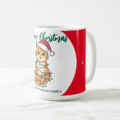 Mug chat moderne rouge joyeux flocon de neige de Noël (Devant droit)