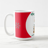 Mug chat moderne rouge joyeux flocon de neige de Noël (Gauche)