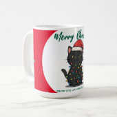 Mug chat moderne rouge joyeux flocon de neige Noël cha (Devant gauche)