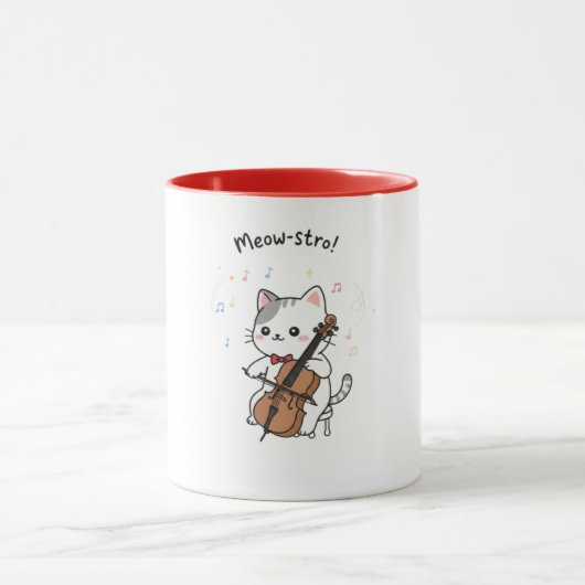 Mug Chat musicien au violoncelle mignon (Centre)