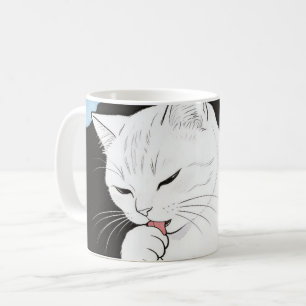 Mug Chat nettoyant sa patte
