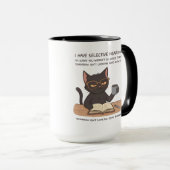 Mug Chat Noir à l'Ouïe Sélective – Humour Sarcastique (Devant droit)