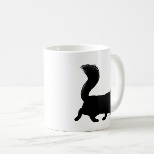 Mug Chat noir à pied avec longue queue de bouffée (Devant droit)