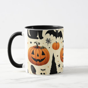 Mug Chat noir à thème Halloween et Motif Citrouille