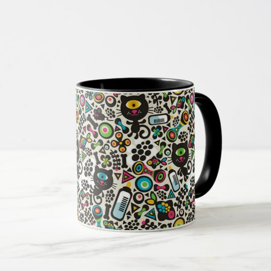 Mug Chat noir à un oeil (Devant droit)
