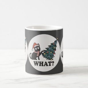 Mug Chat Noir Arbre de Noël Santa Chapeau Amusant Quel