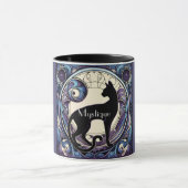 Mug Chat noir Art Nouveau violet et bleu (Centre)