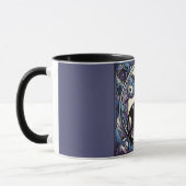 Mug Chat noir Art Nouveau violet et bleu (Gauche)