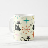 Mug Chat noir atomique de milieu de siècle avec étoile (Devant gauche)