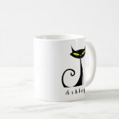 Mug Chat noir atomique moderne du milieu du siècle (Devant droit)