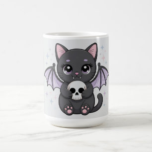 Mug Chat noir aux ailes de chauve-souris violettes ser