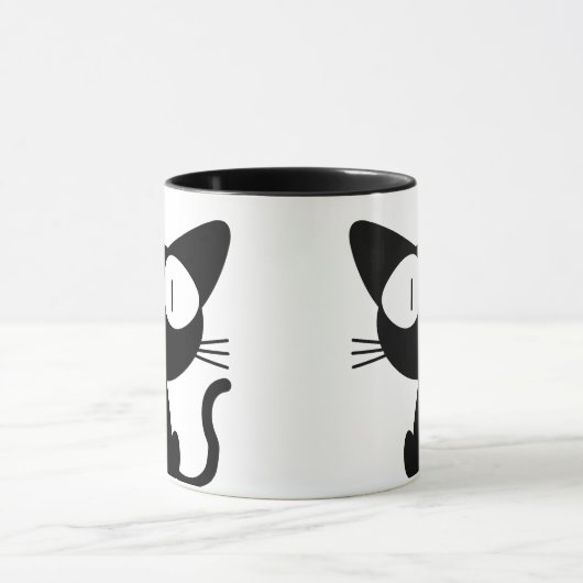 Mug Chat noir aux grands yeux, queue dans l'air (Centre)